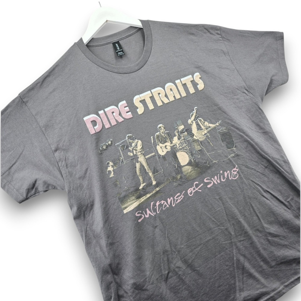 Dire Straits Sultans of Swing Graphic T Shirt Mens XL Gray Cotton Band